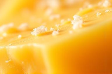 Close-up of aged Dutch Gouda with visible salt crystals
