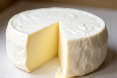 Full wheel of creamy French Brie with bloomy rind